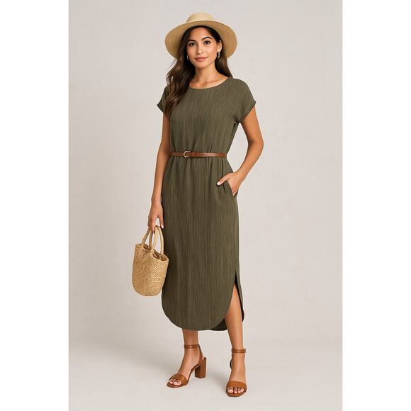 Anthropologie Sabina Musayev Green Renaissance Crepe Satin Midi Dress Size Small - Picture 7 of 8